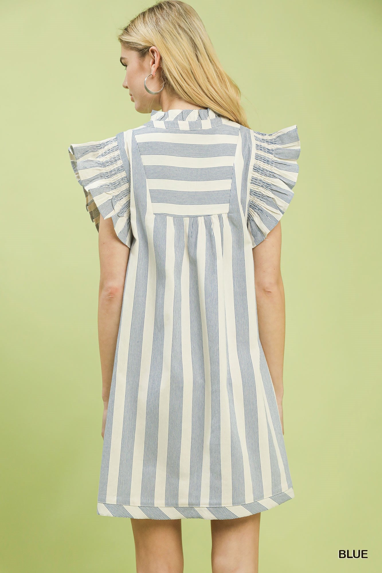 Umgee Striped Ruffle Sleeve Dress