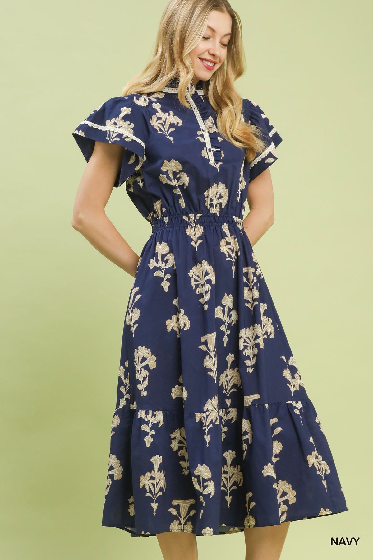 Evening Bloom Flutter Sleeve Dress 💙