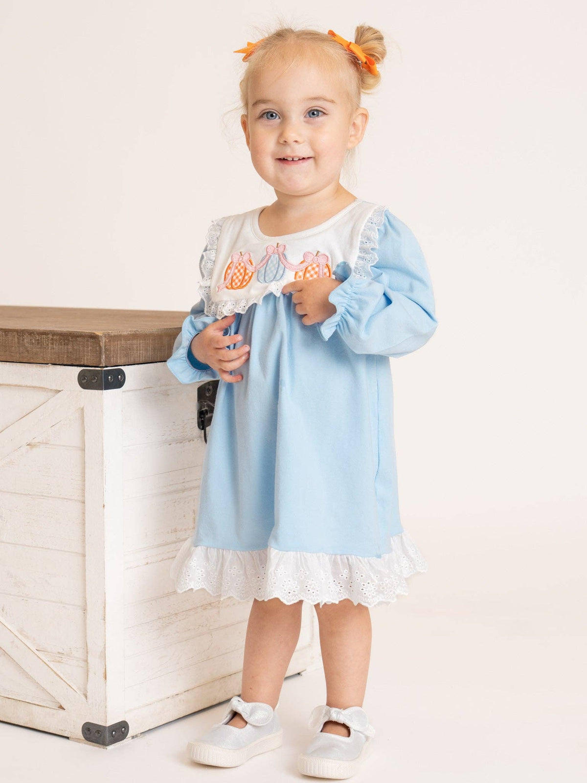 Pumpkin Patch Days Embroidered Ruffle Dress
