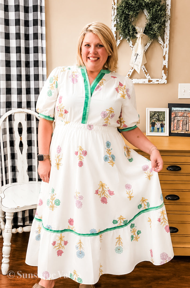Petal Parade Print Midi Dress