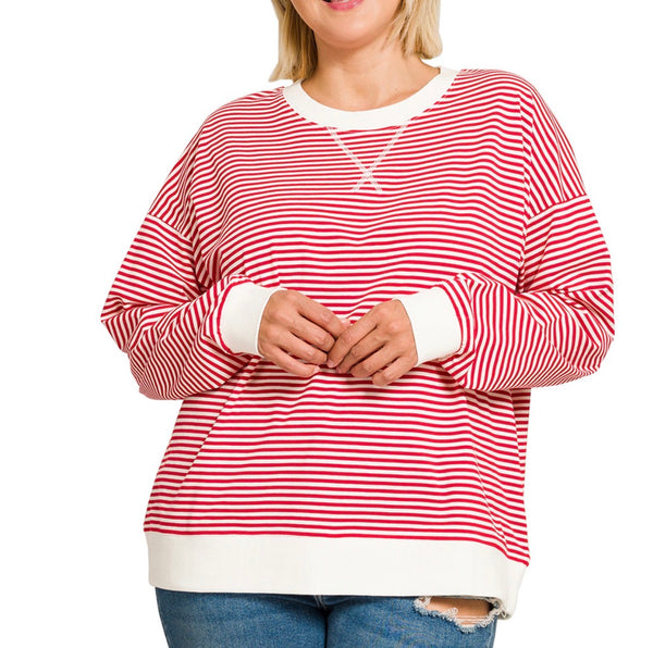 Everyday Ease Red Striped Pullover
