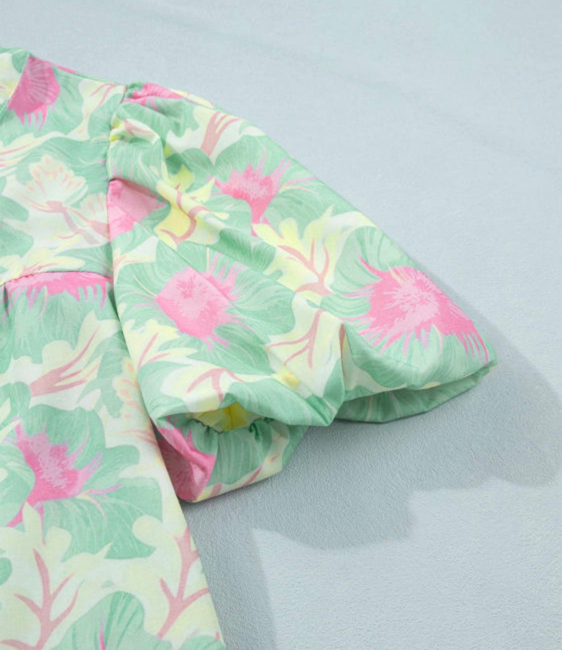 Floral Bubble Sleeve Blouse