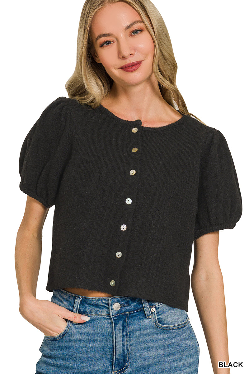 Zenana Puff Sleeve Cardigan
