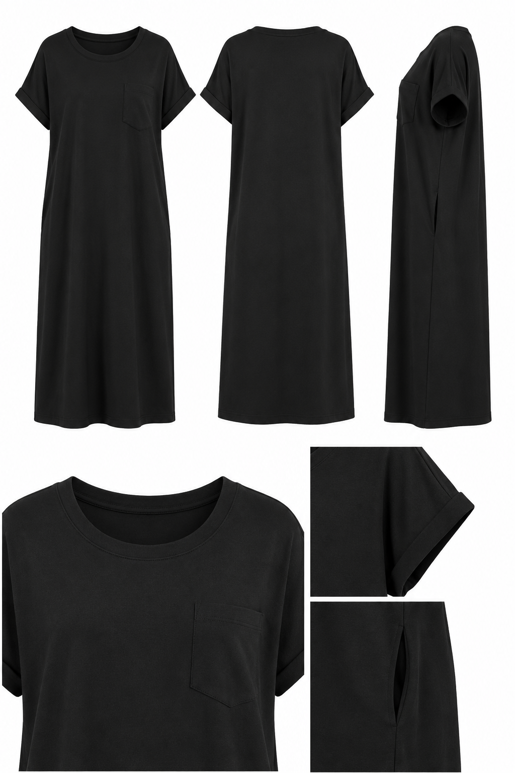 PLUS ROUND NECK SHORT SLEEVE MIDI DRESS