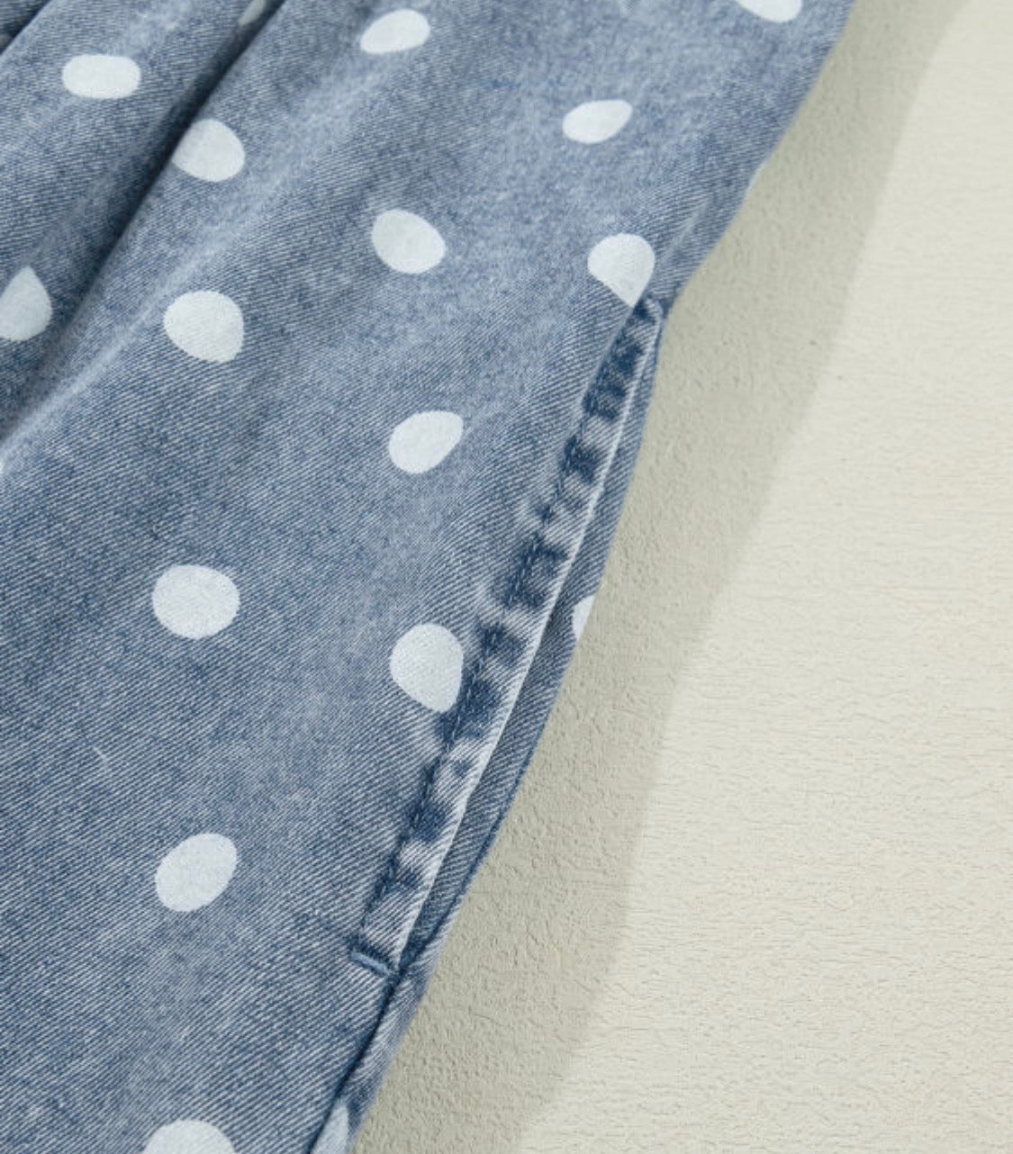 Polka Dot Denim Romper