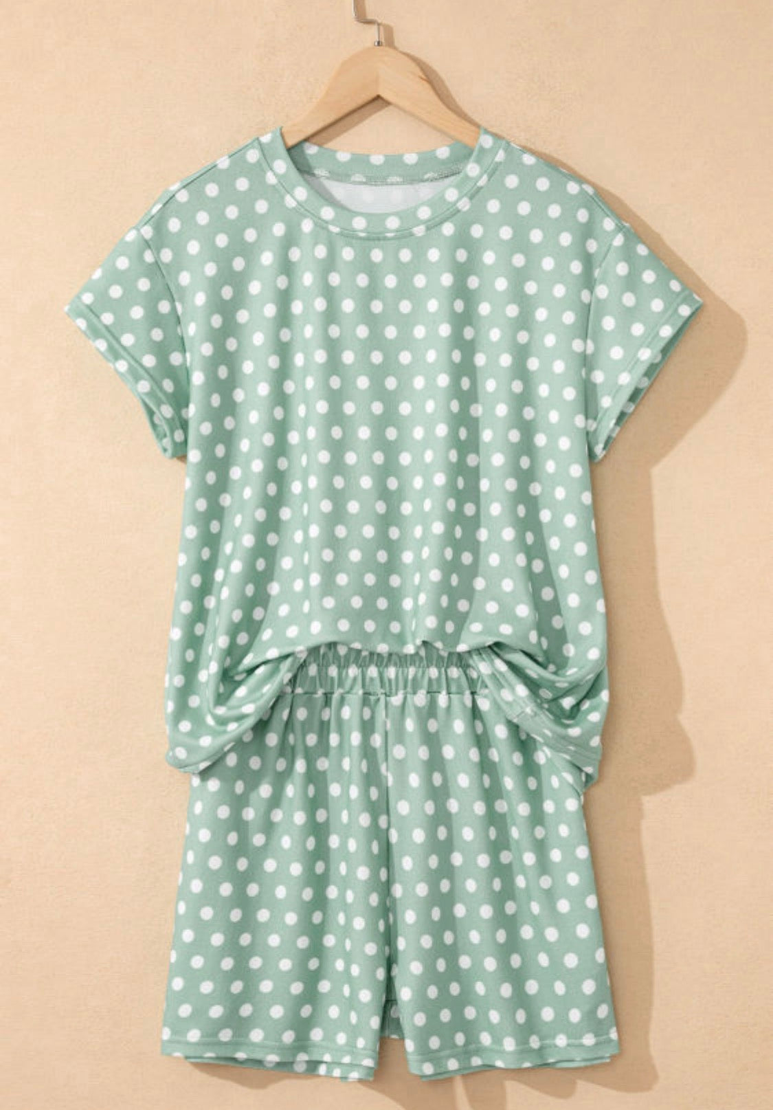 Green Polka Dot Two Piece Set