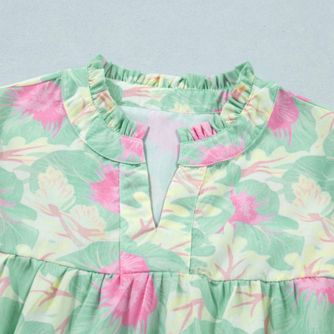 Floral Bubble Sleeve Blouse