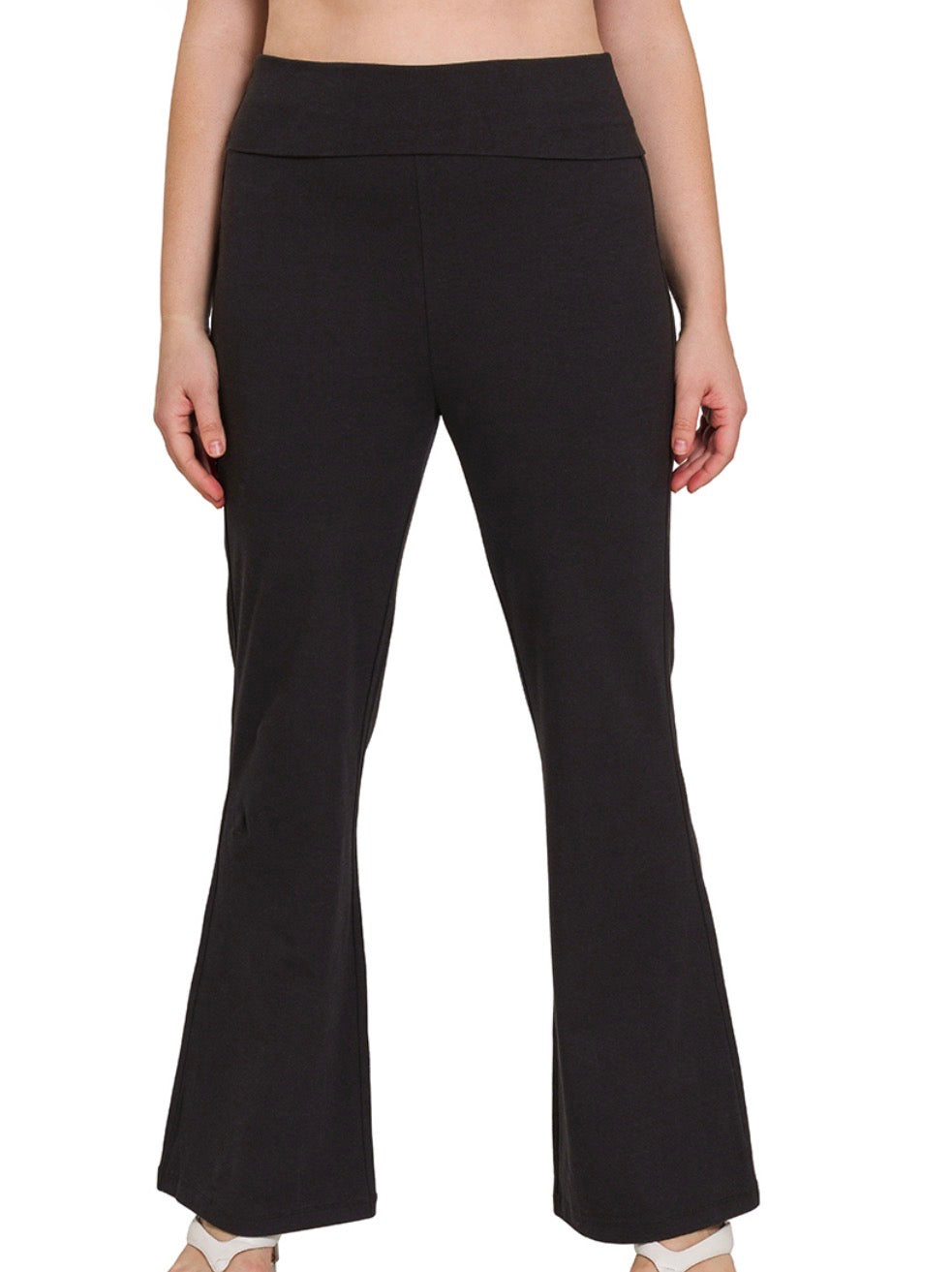 PREMIUM COTTON FOLD OVER YOGA FLARE PANTS