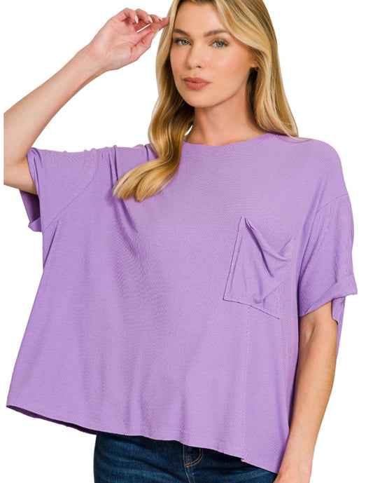 OVERSIZED RIBBED ROUND NECK SHORT SLEEVE TEE