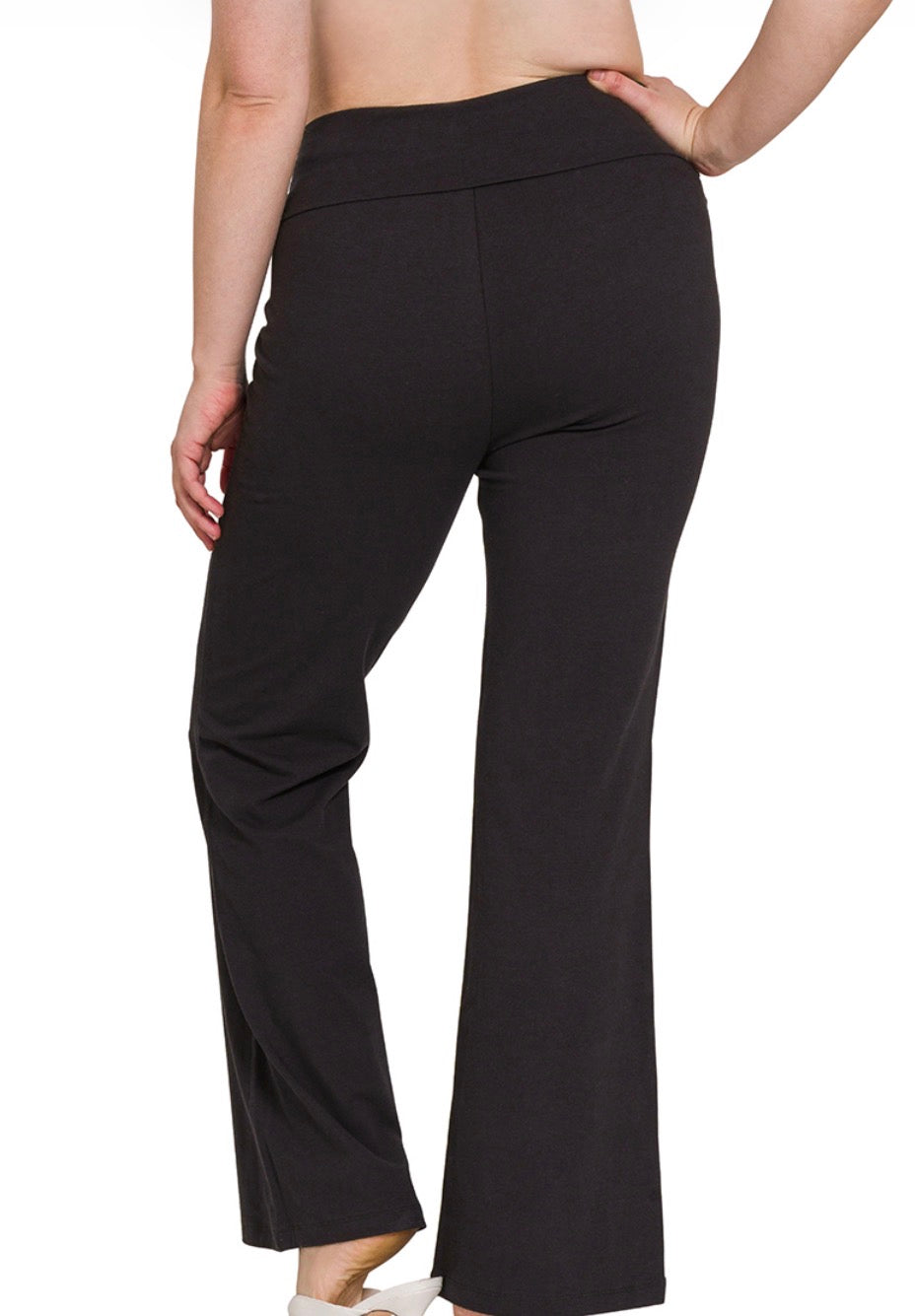 PREMIUM COTTON FOLD OVER YOGA FLARE PANTS