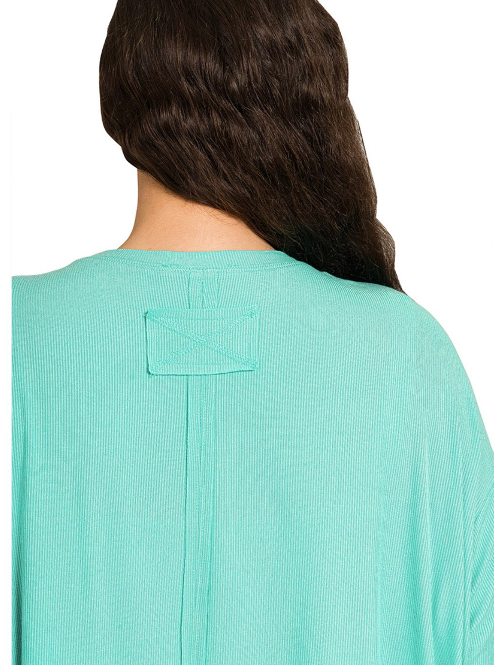 OVERSIZED RIBBED ROUND NECK SHORT SLEEVE TEE