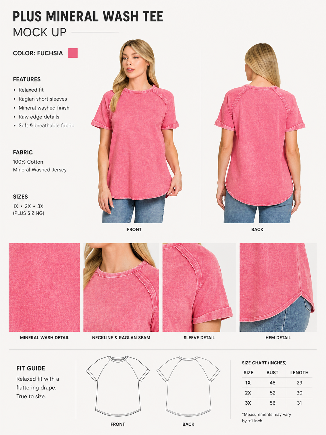 TERRY WASHED CURVED HEM TOP