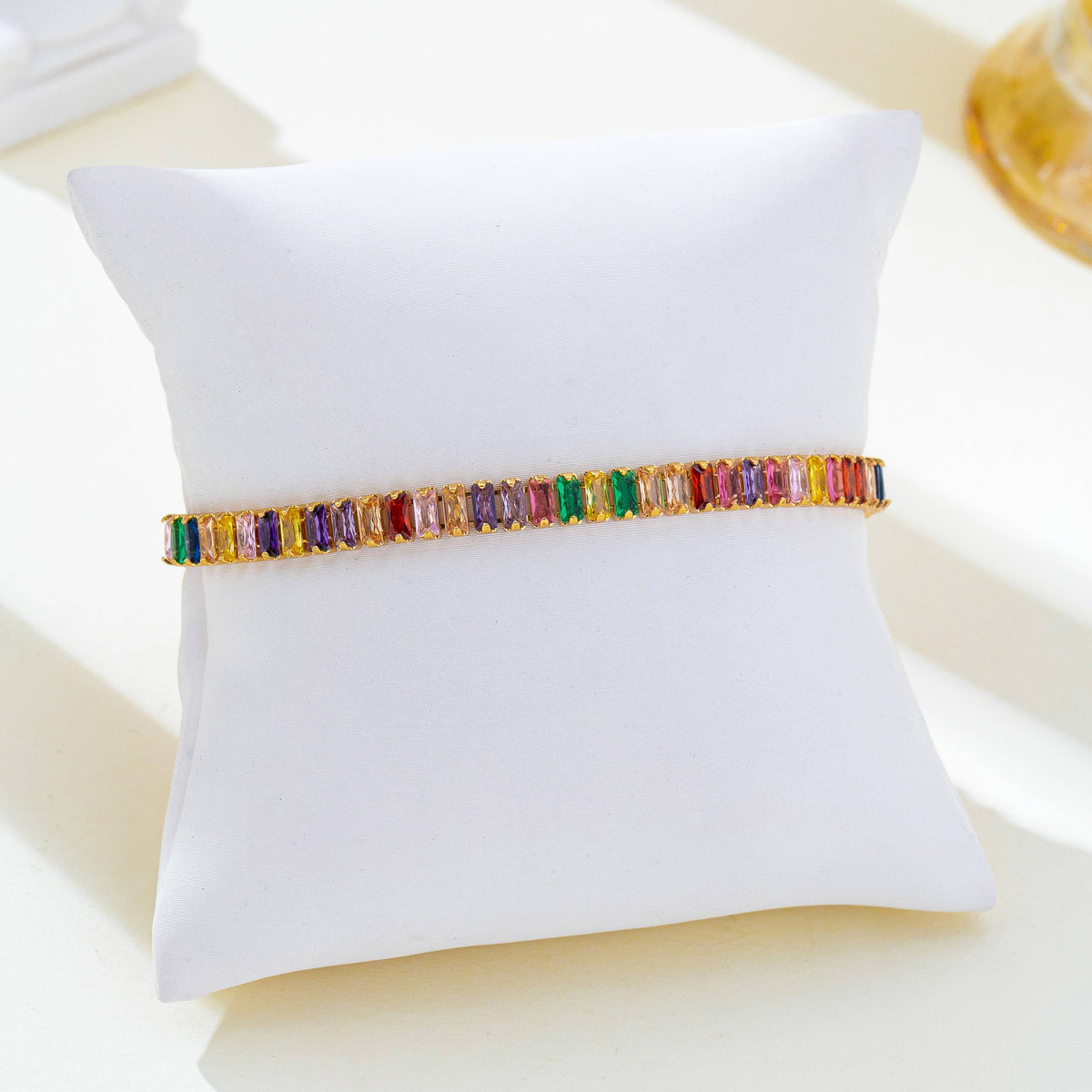Rainbow Baguette Crystal Tennis Bracelet