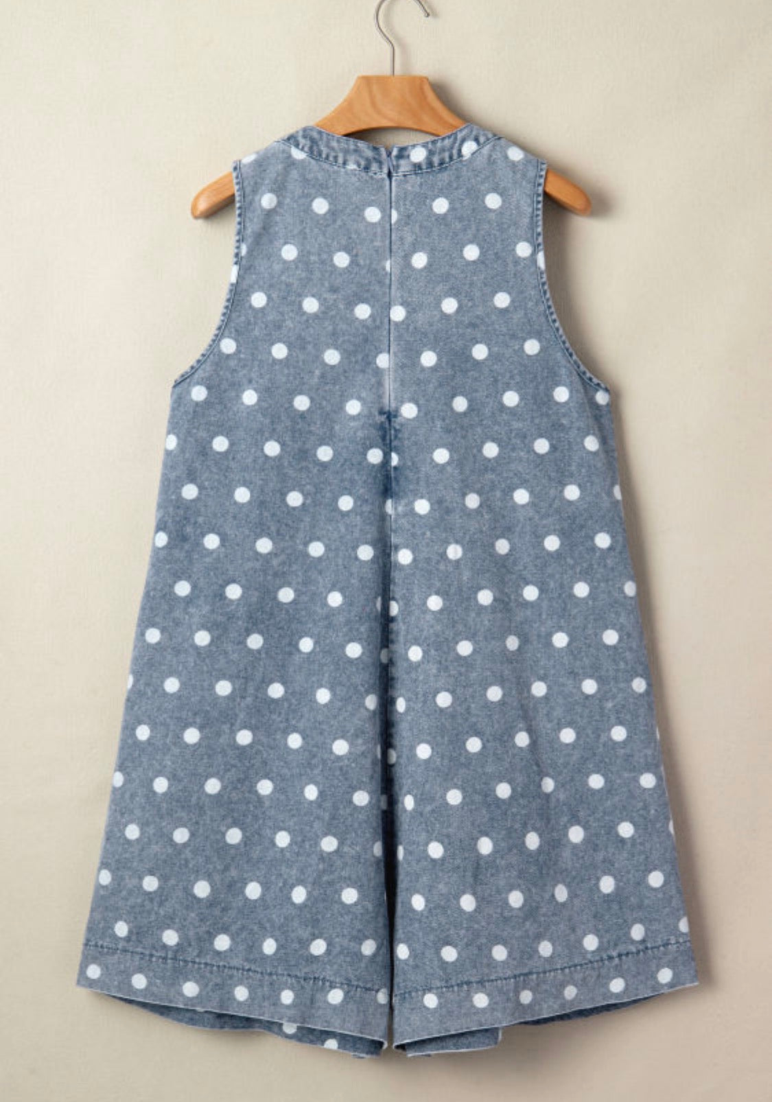 Polka Dot Denim Romper