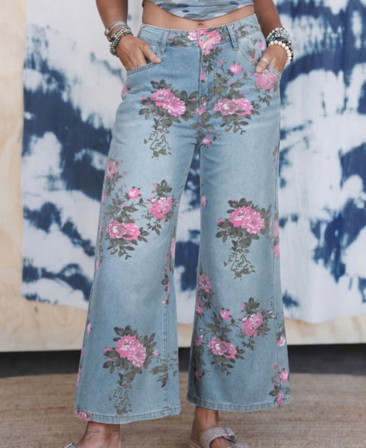 Floral Blue Jean Pant