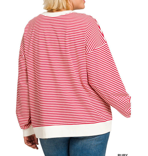 Everyday Ease Red Striped Pullover