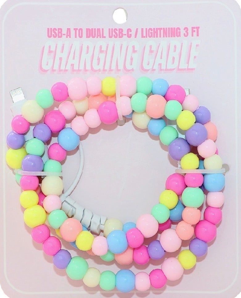 TIK TOK BEADED DUAL USB FAST CHARGING CABLE