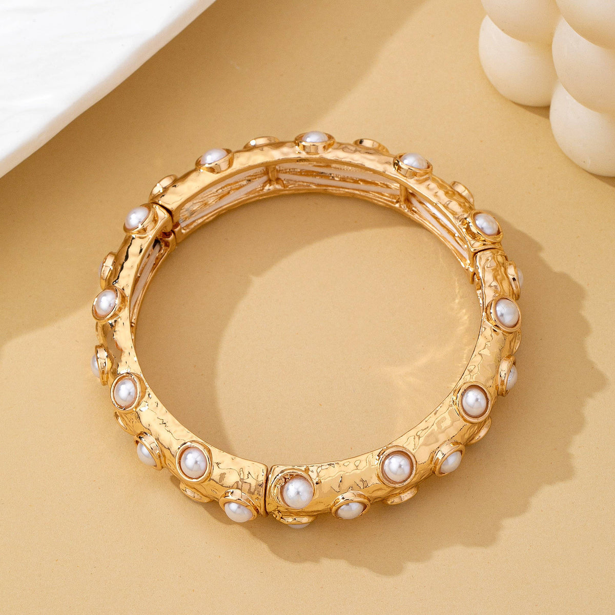 Gold and Pearl Embellished Bangle