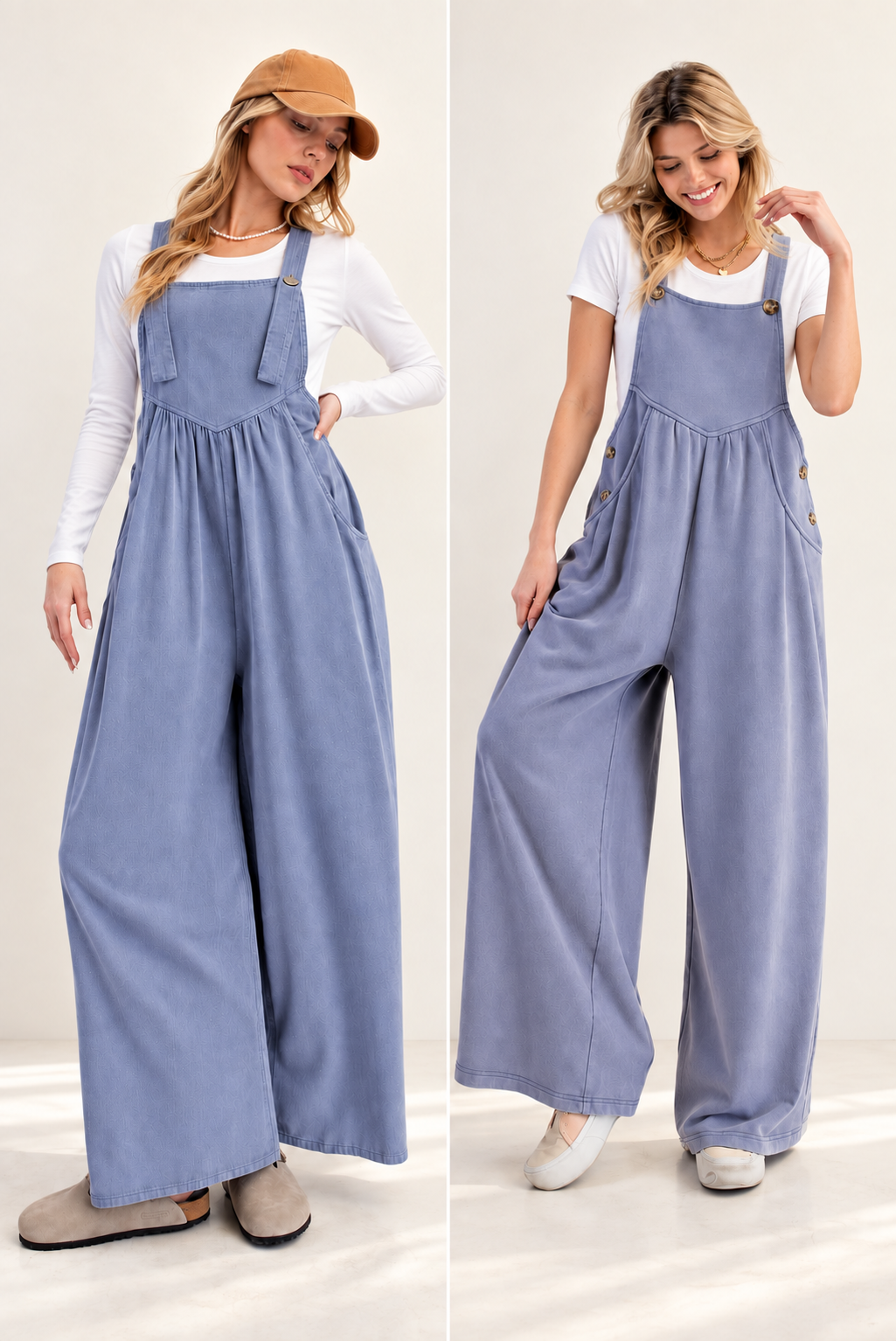 Blue Skies Wide-Leg Overalls