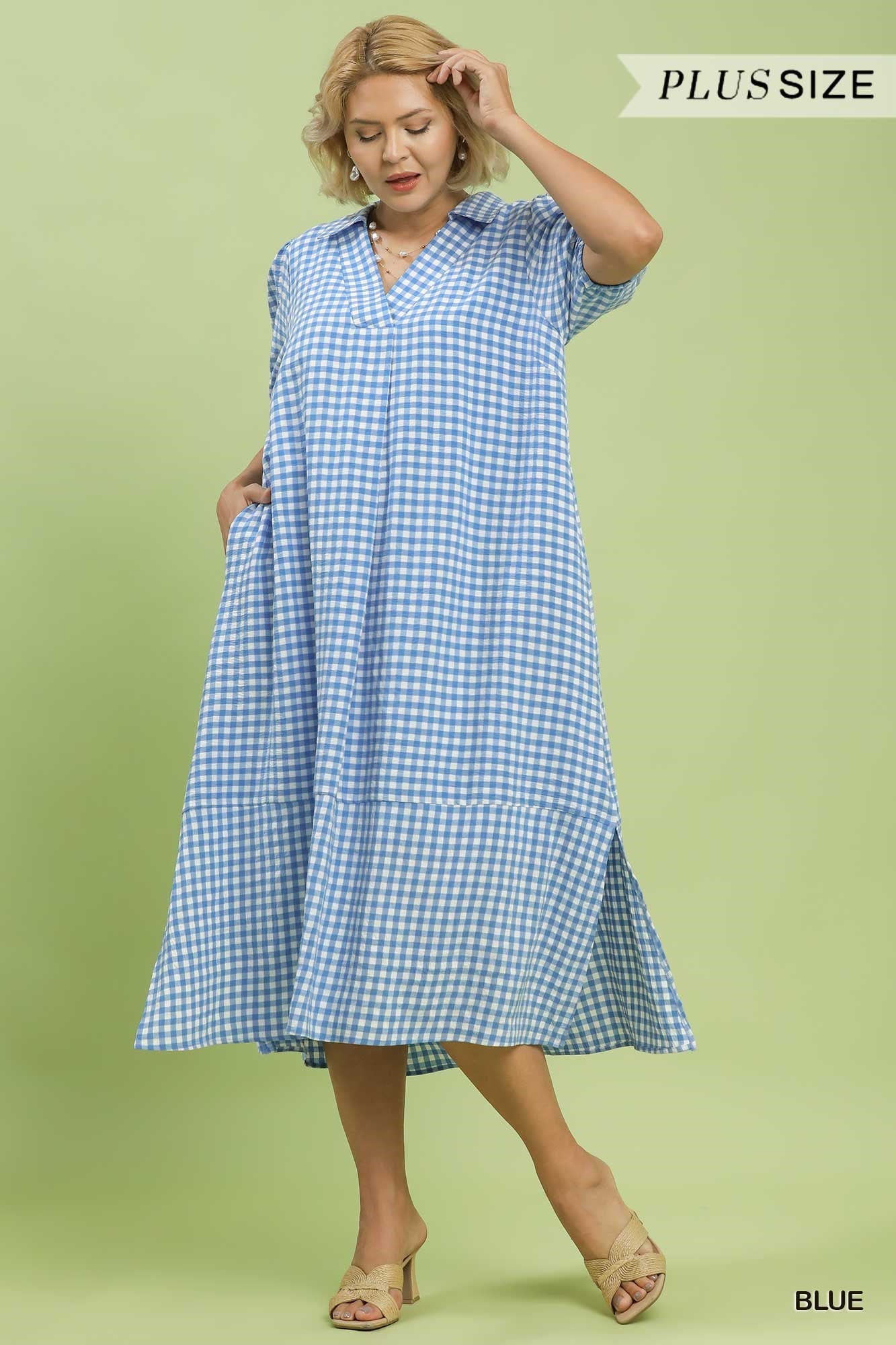 Umgee Gingham Midi Dress