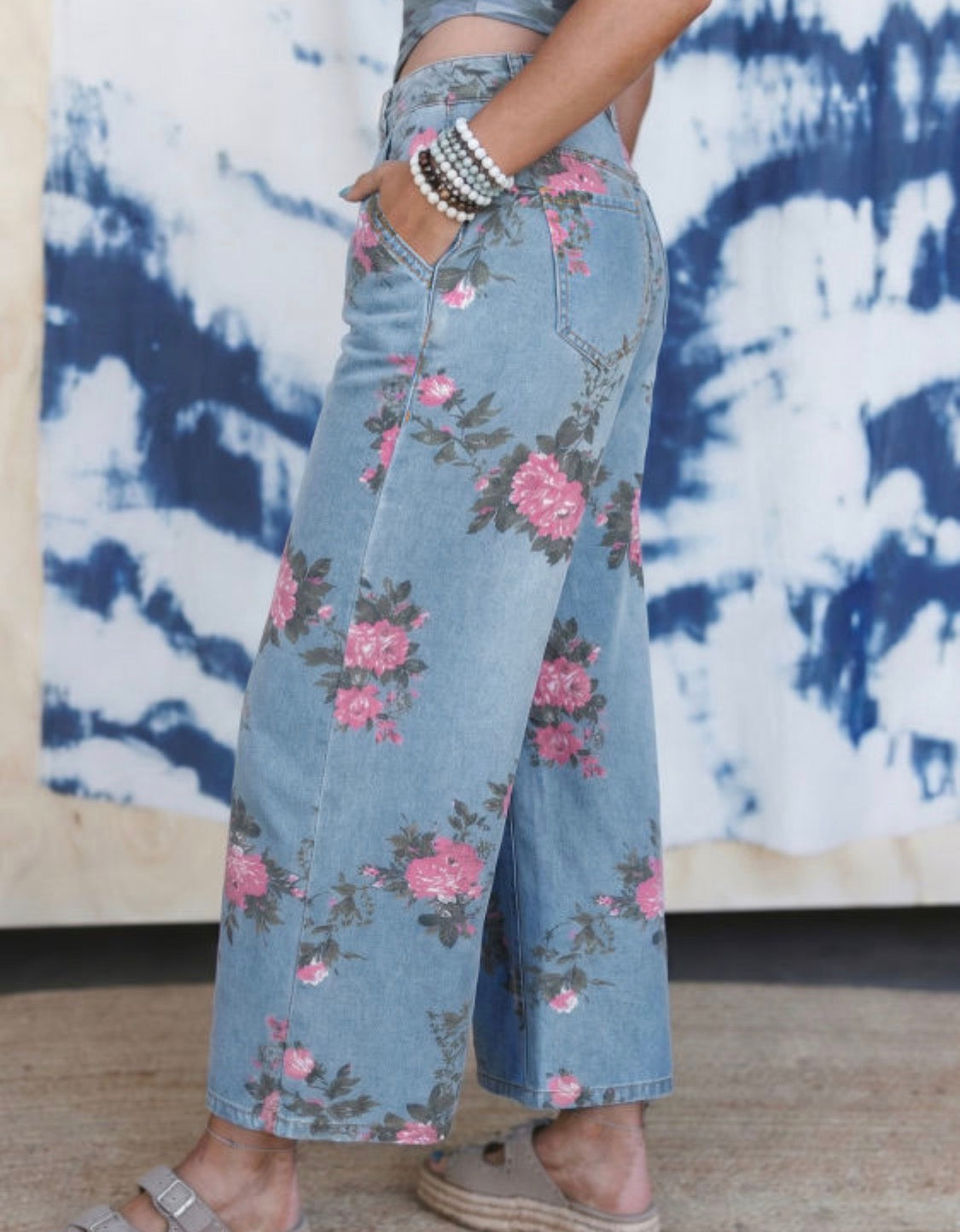 Floral Blue Jean Pant