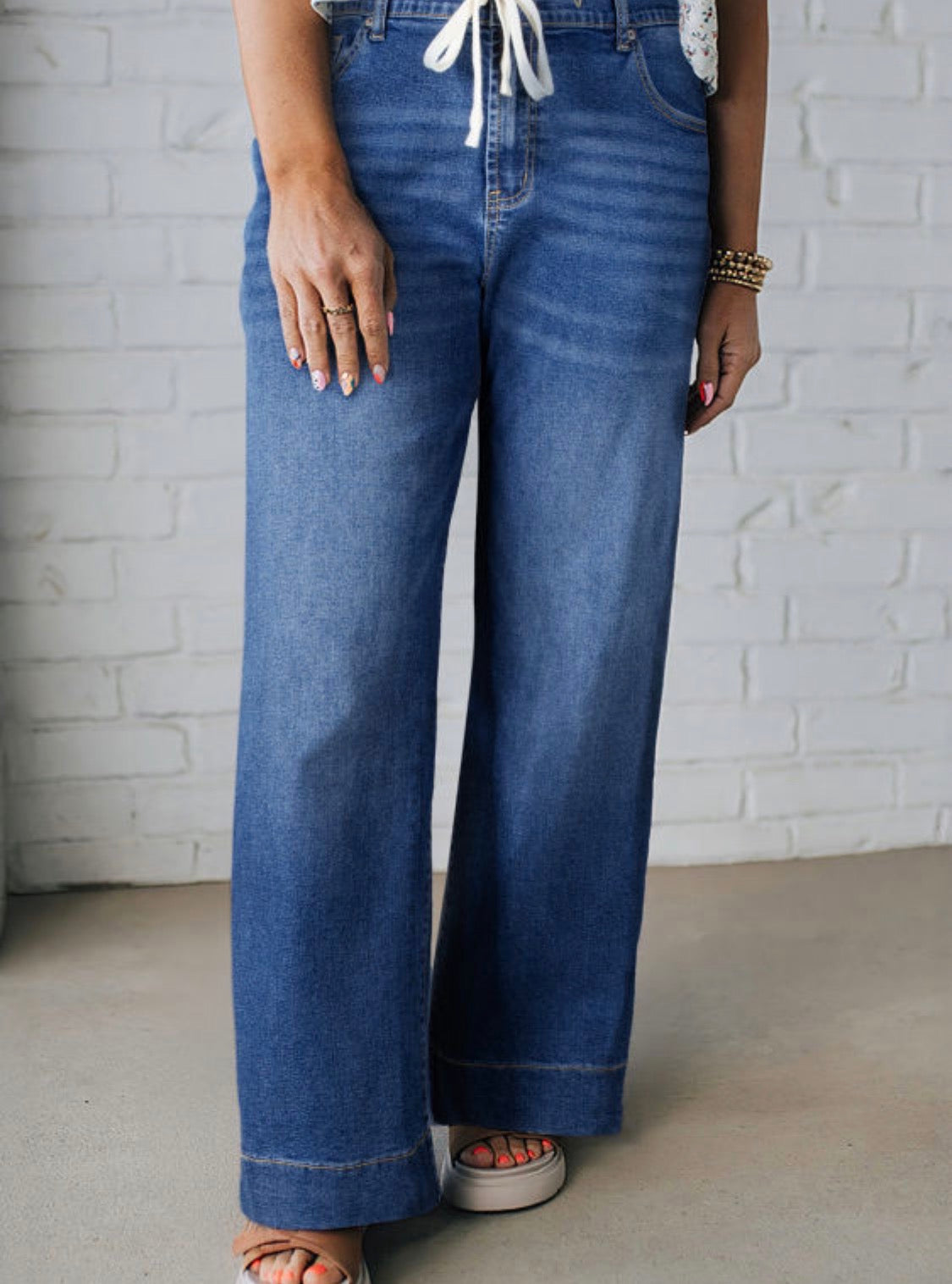 Drawstring Blue Jeans - Plus