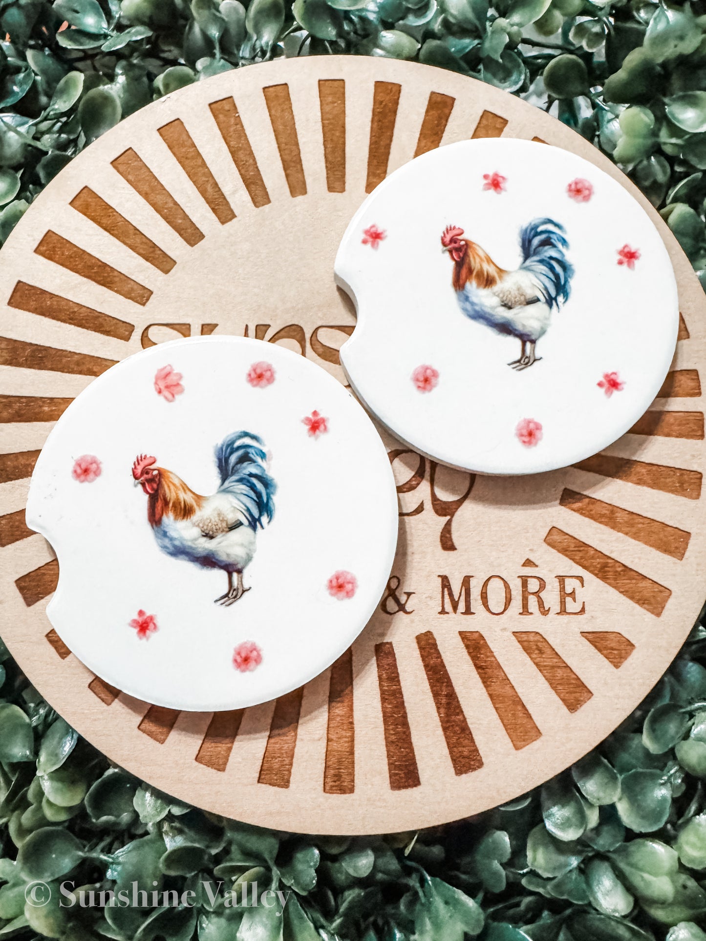 Chicken Car Coaster Set, Chicken Car Accessory, Chicken Love