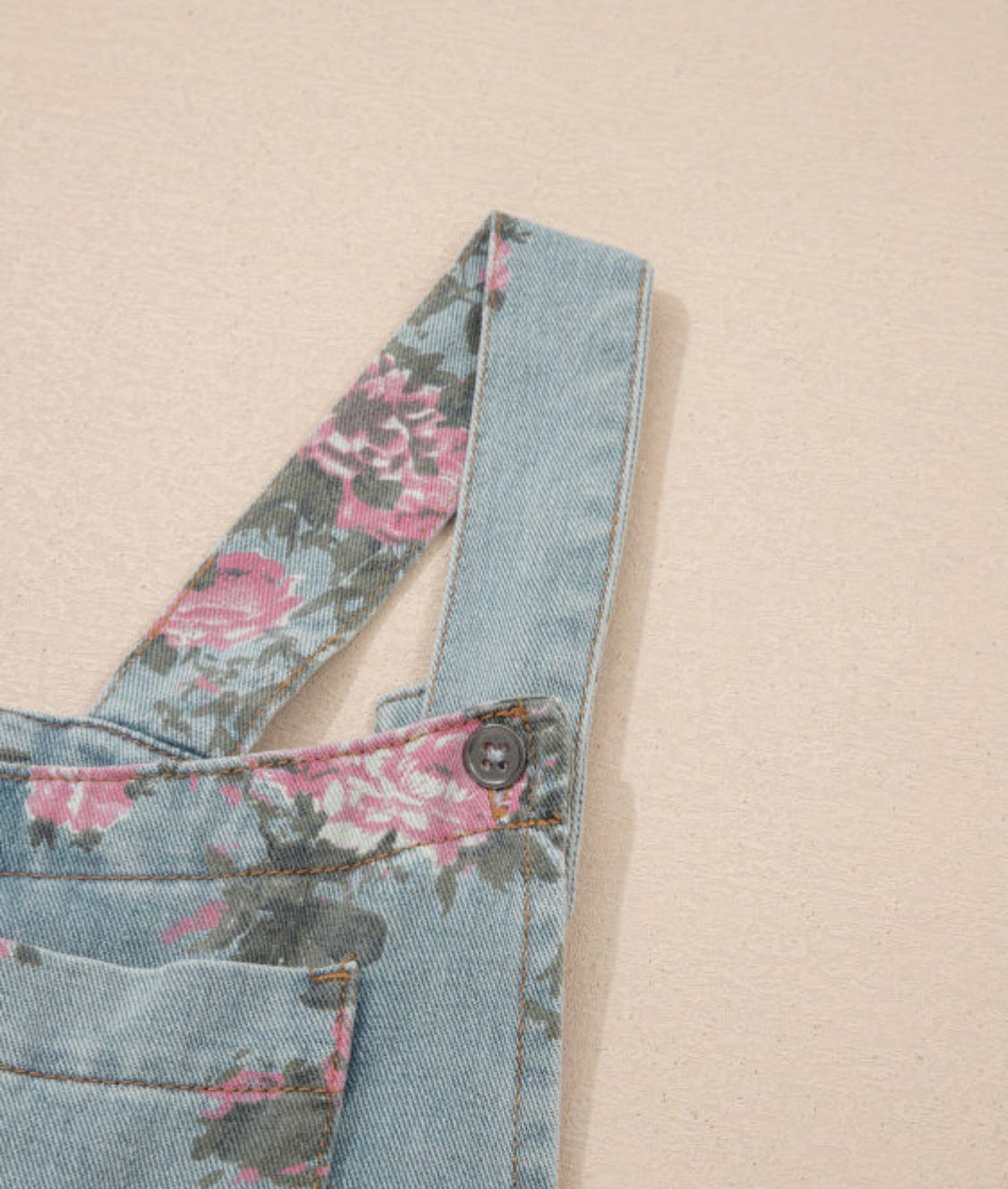 Floral High Waist Wide Leg Denim Jumpsuit