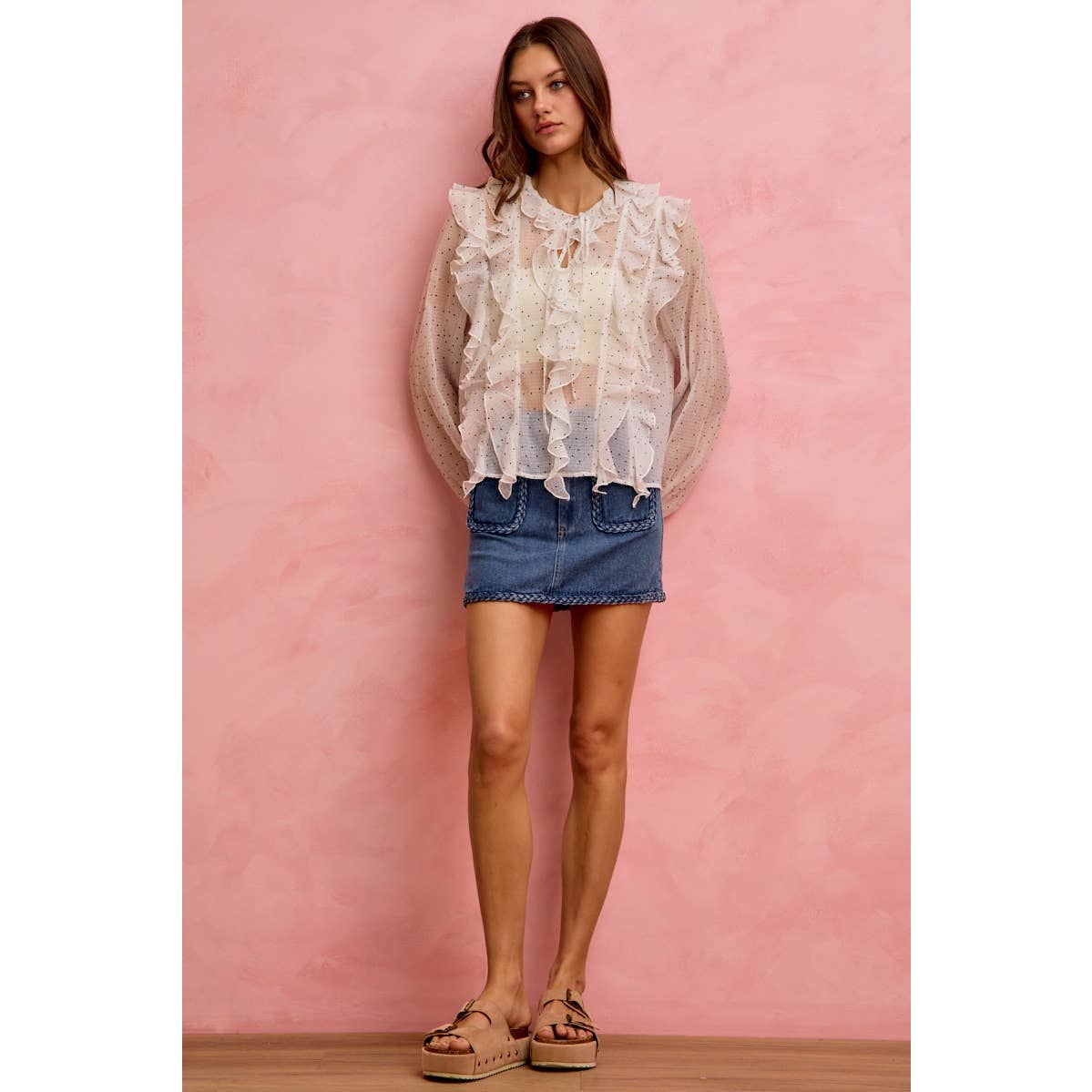 Blue Jean Belle Braided Pocket Mini Skirt