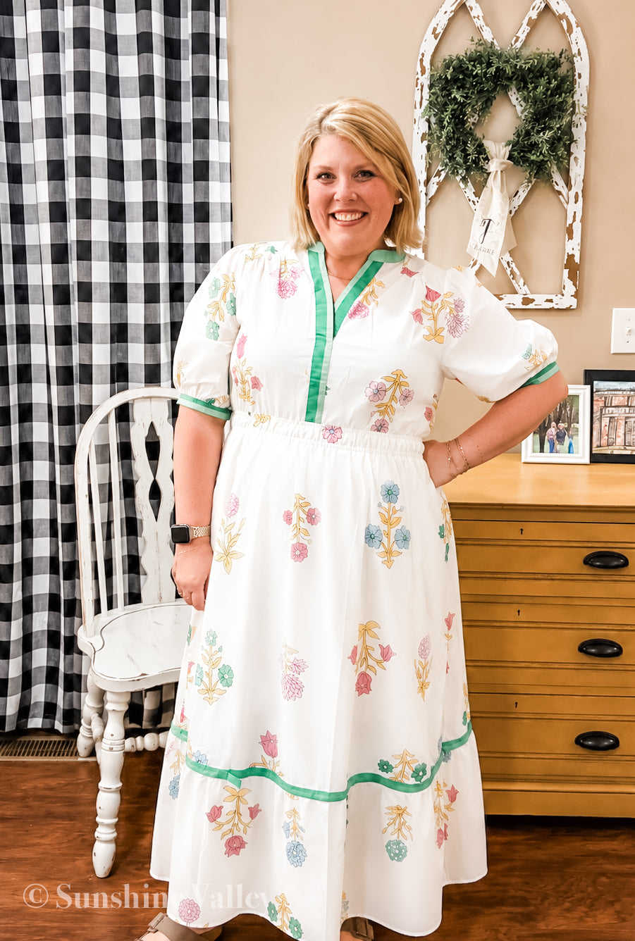 Petal Parade Print Midi Dress