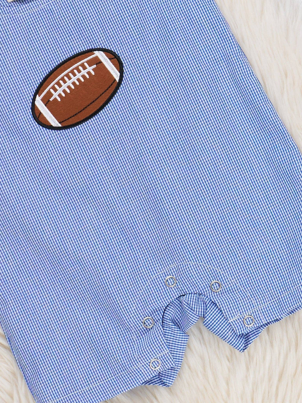 Blue Stripe Cotton Embroidered Football Johnny