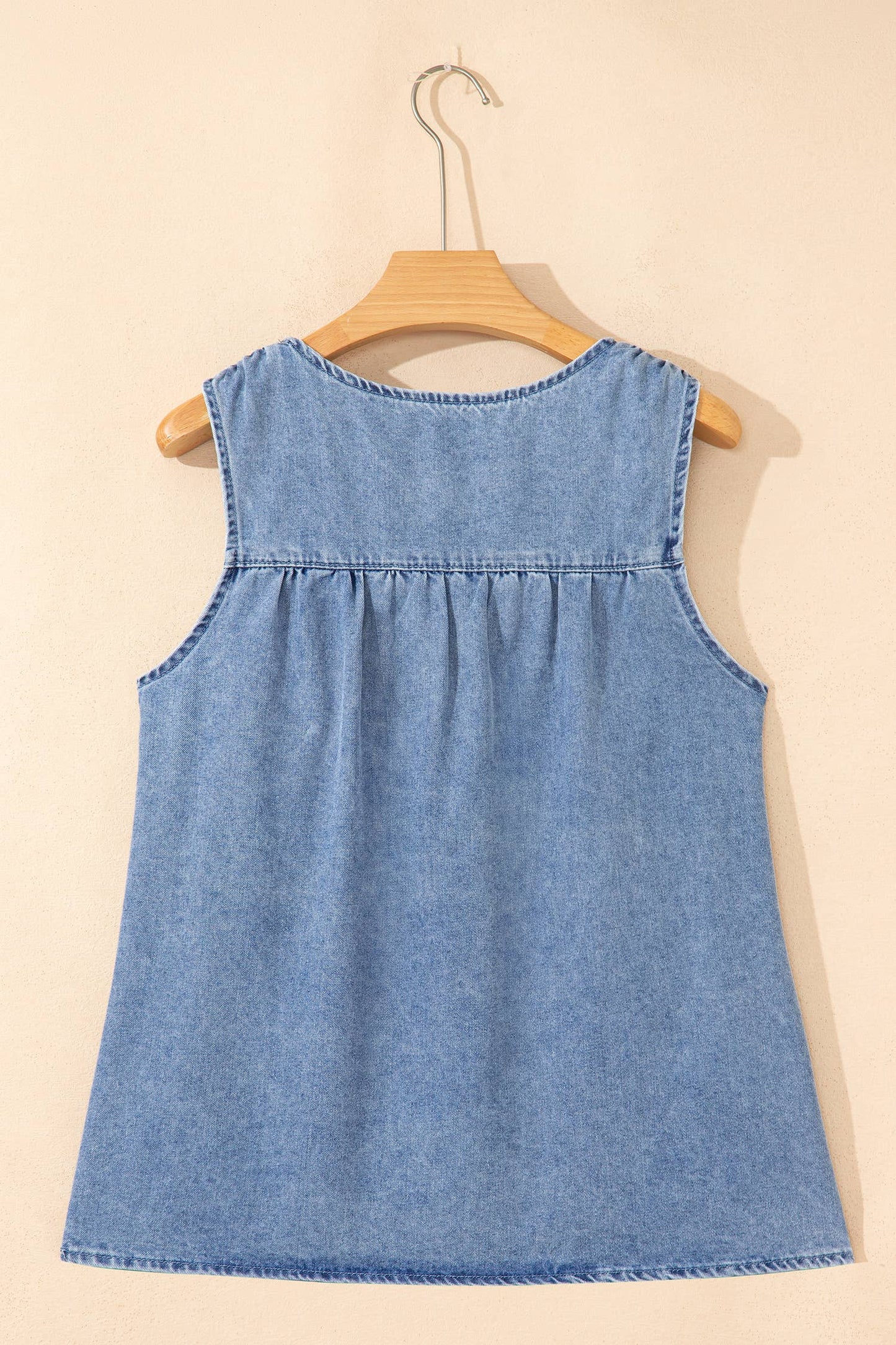 Western Denim Pleated Top