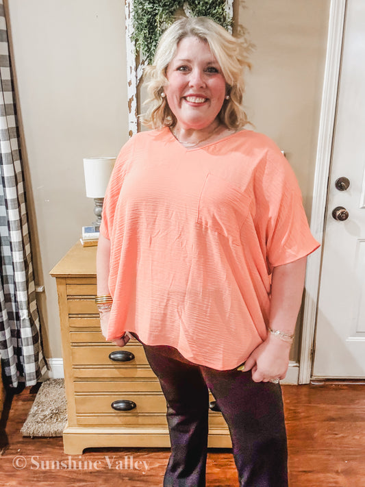 Curvy ZENANA WOVEN AIRFLOW V-NECK DOLMAN SHORT SLEEVE TOP