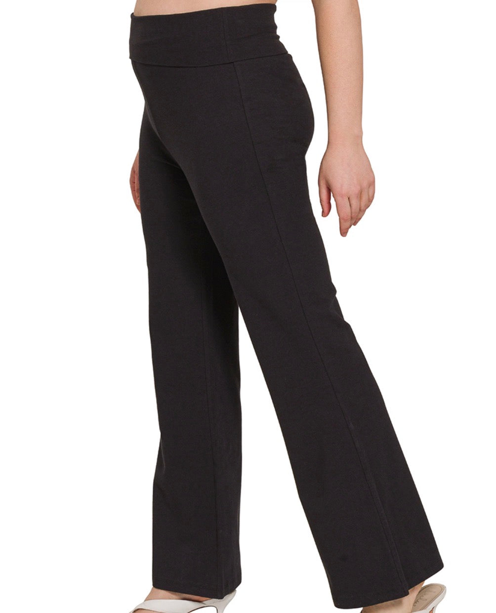 PREMIUM COTTON FOLD OVER YOGA FLARE PANTS