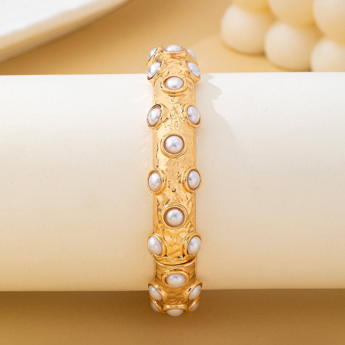 Gold and Pearl Embellished Bangle