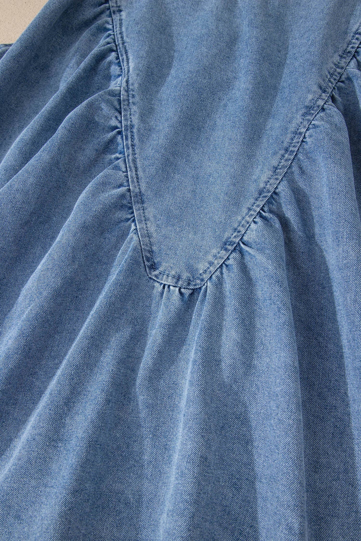 Western Denim Pleated Top