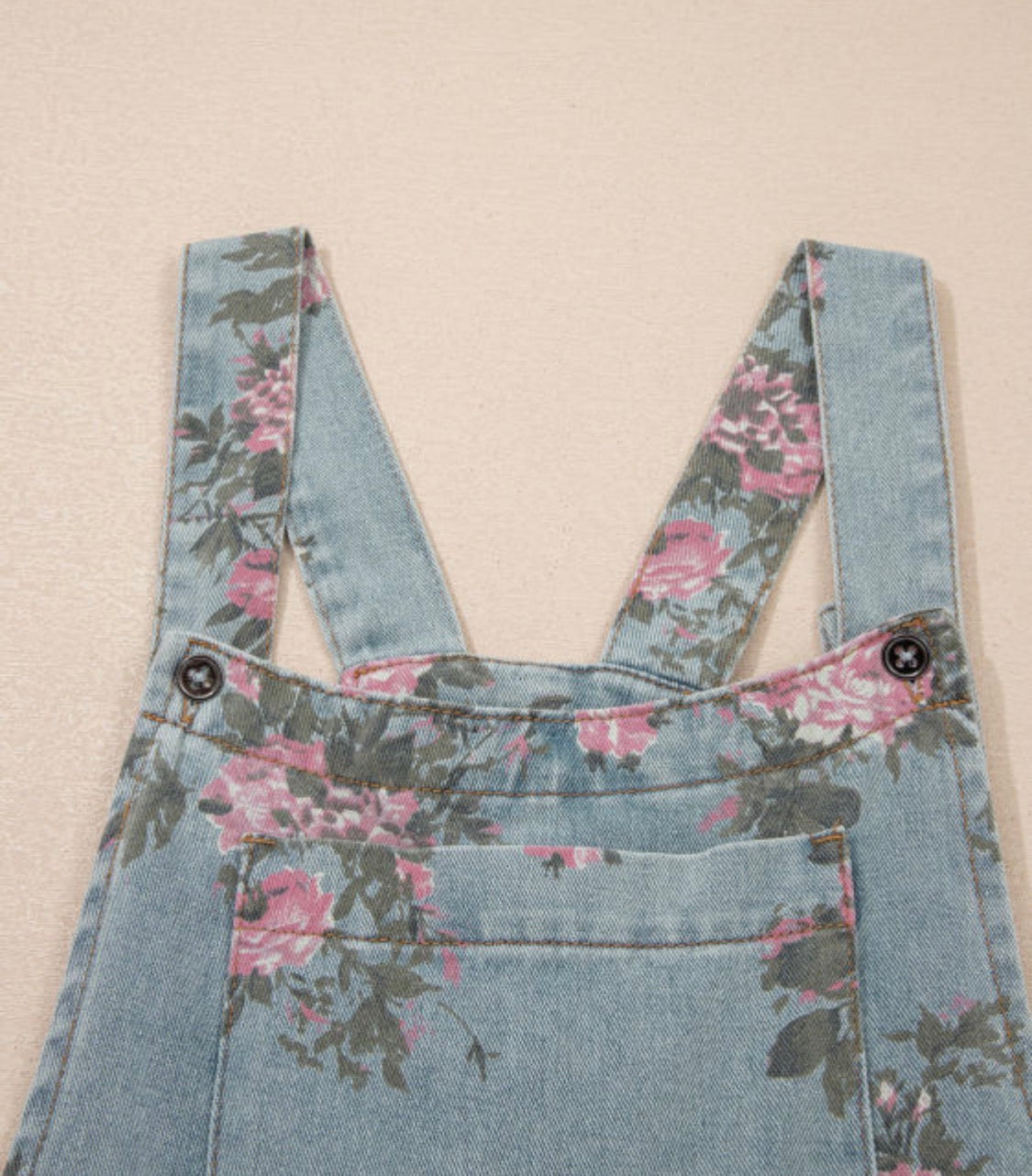 Floral High Waist Wide Leg Denim Jumpsuit