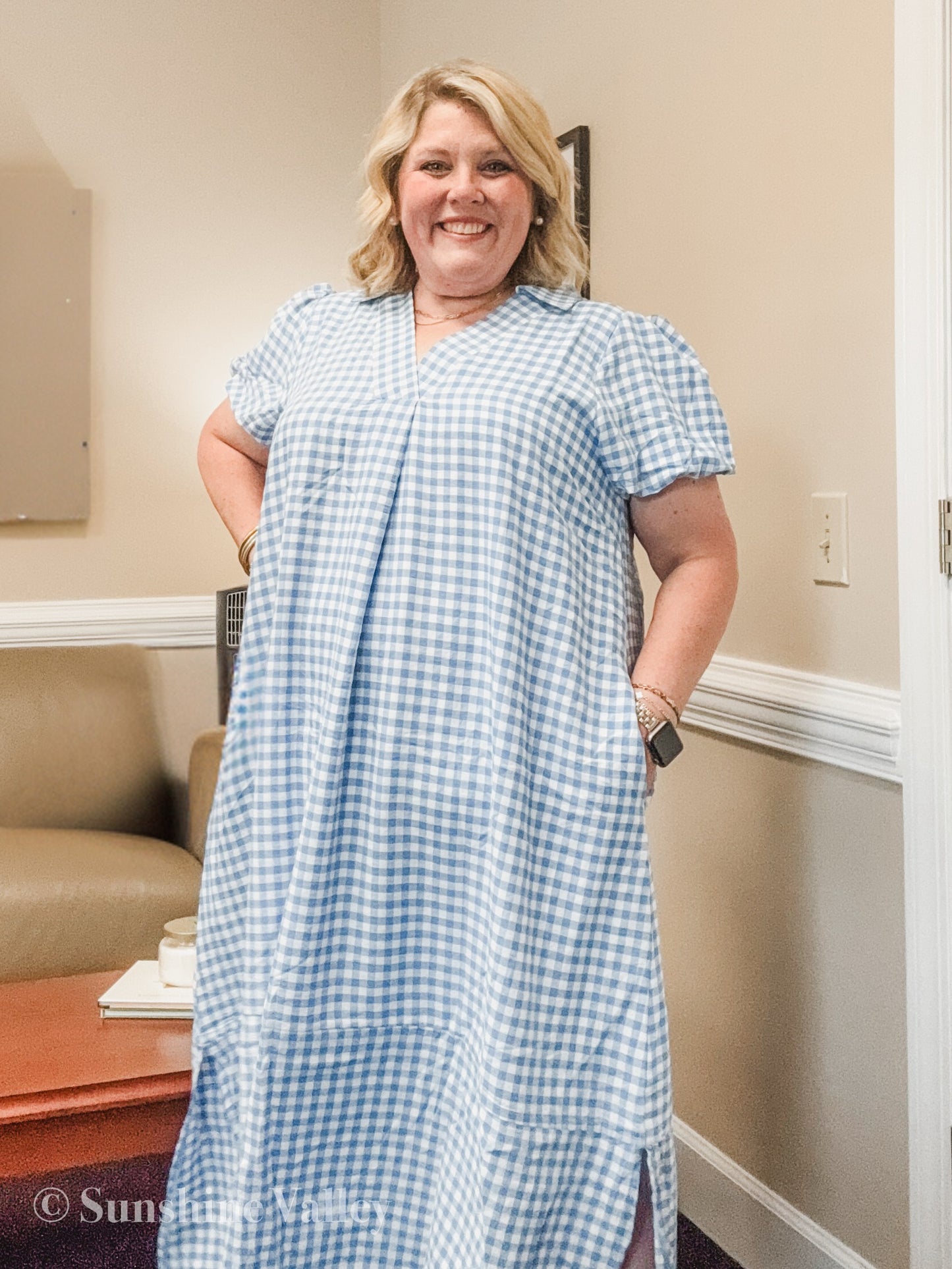 Umgee Gingham Midi Dress