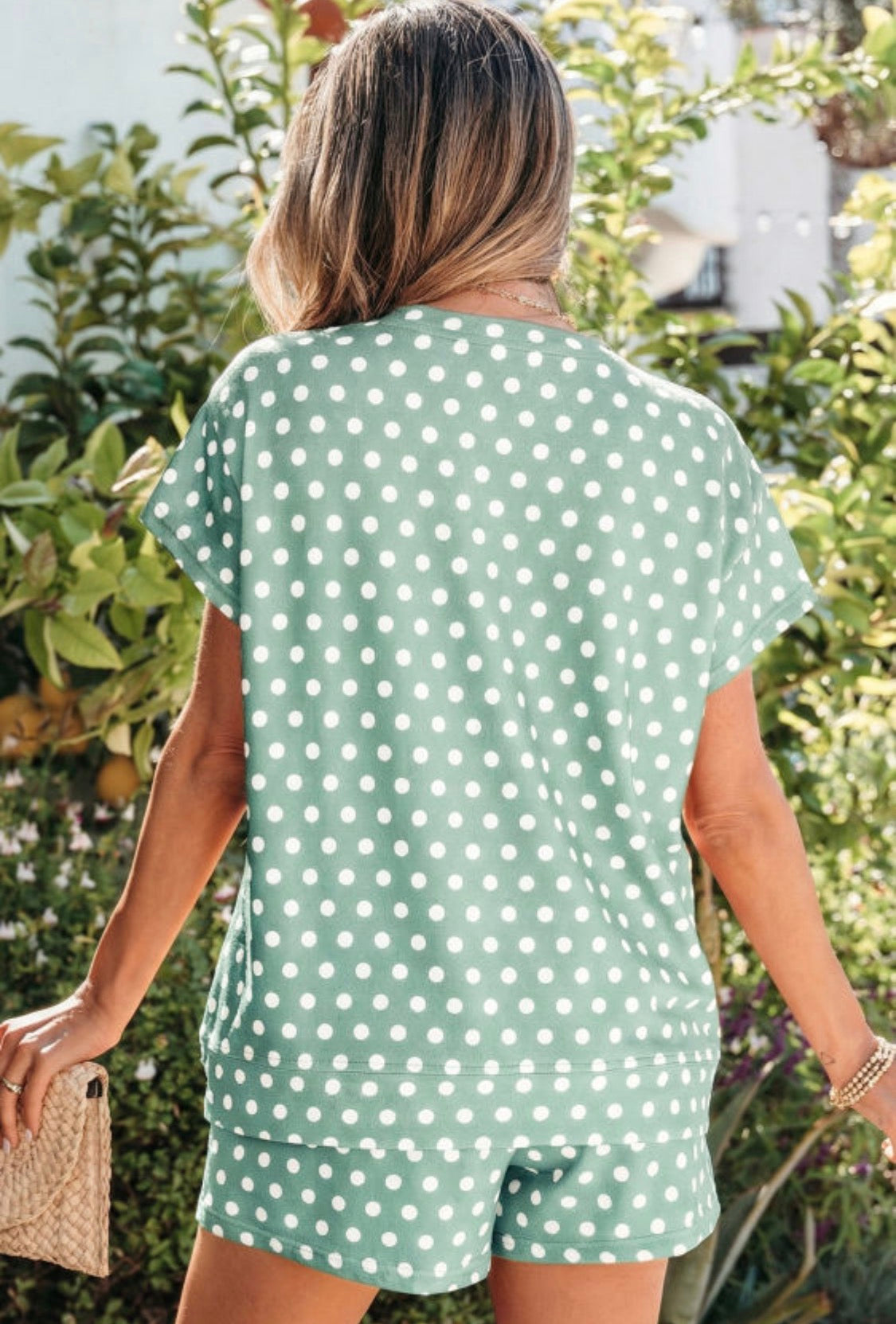 Green Polka Dot Two Piece Set