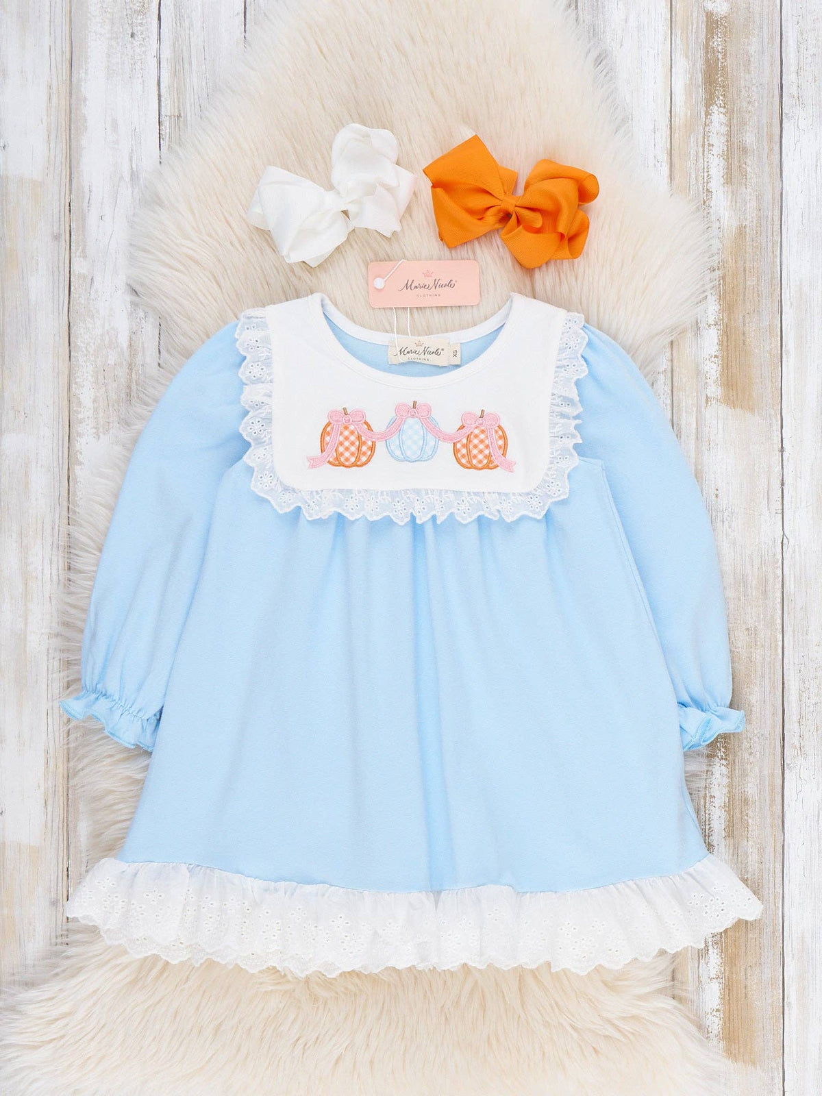 Pumpkin Patch Days Embroidered Ruffle Dress