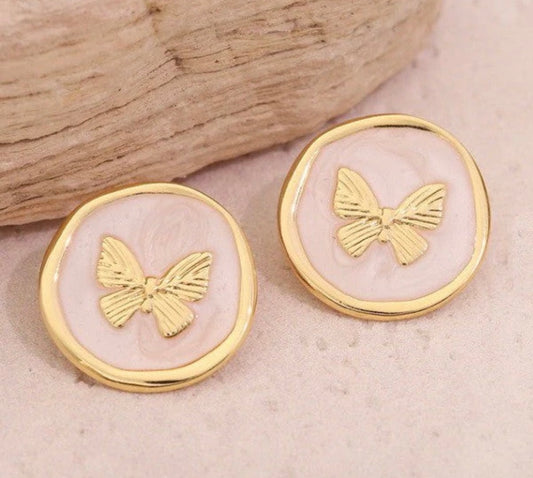 Butterfly Gold Edge Stud Earring