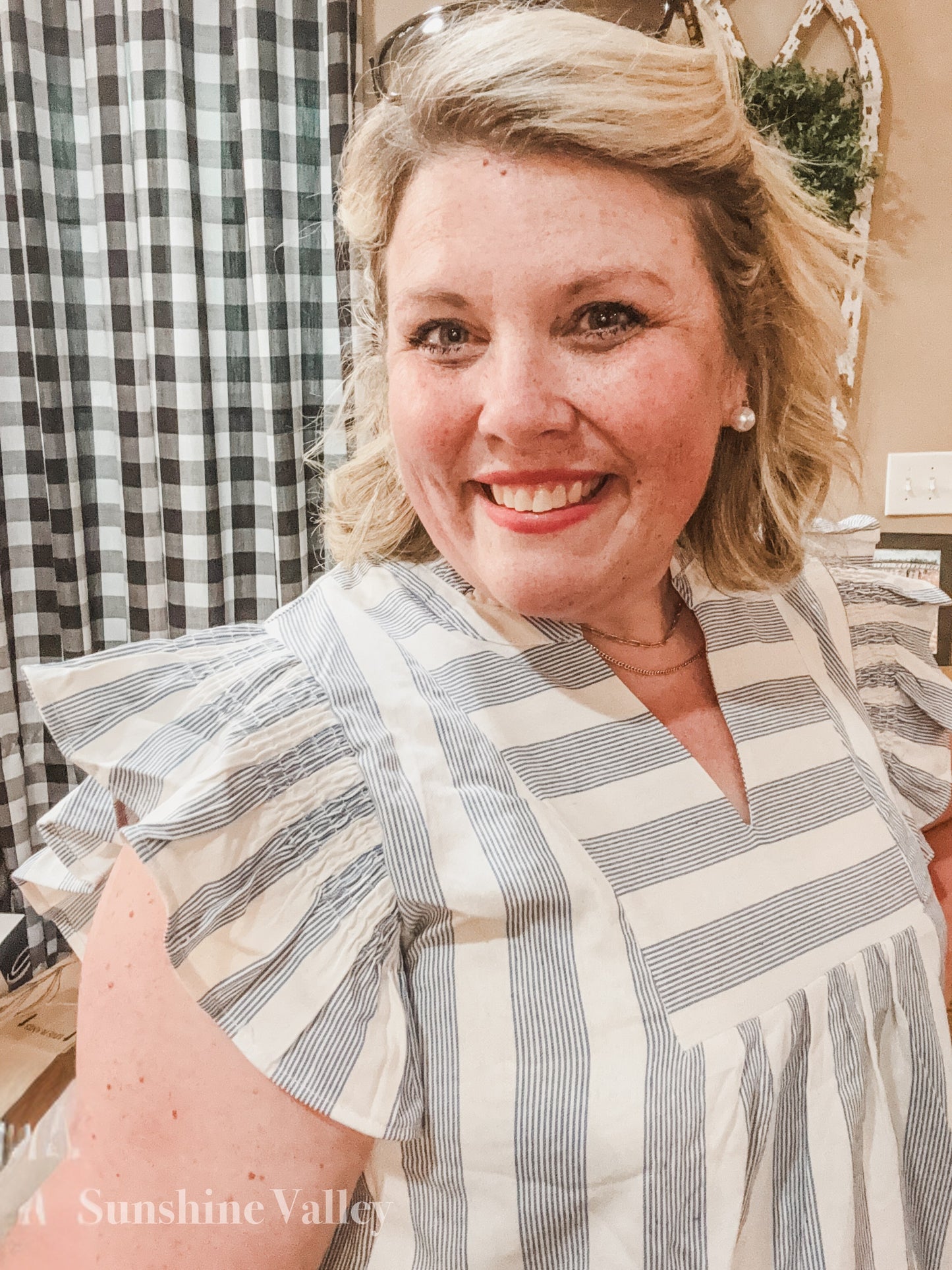 Umgee Striped Ruffle Sleeve Dress