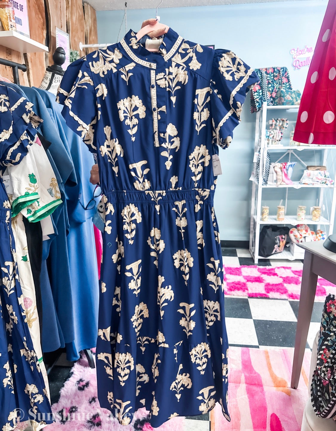 Evening Bloom Flutter Sleeve Dress 💙