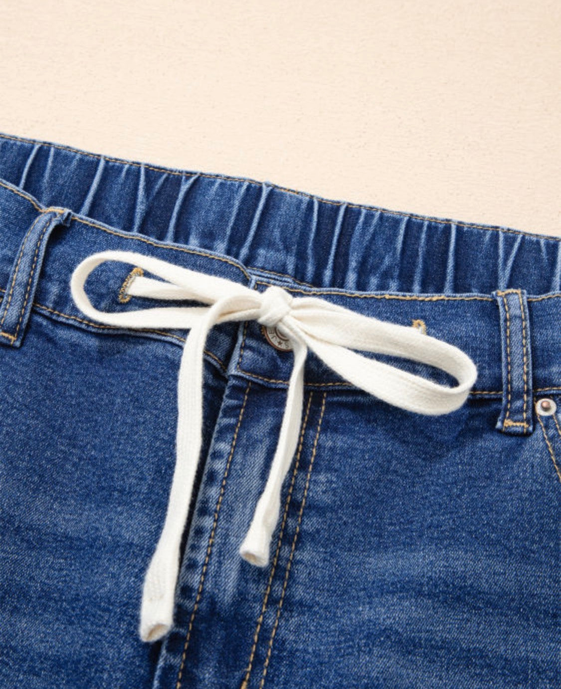 Drawstring Blue Jeans - Plus