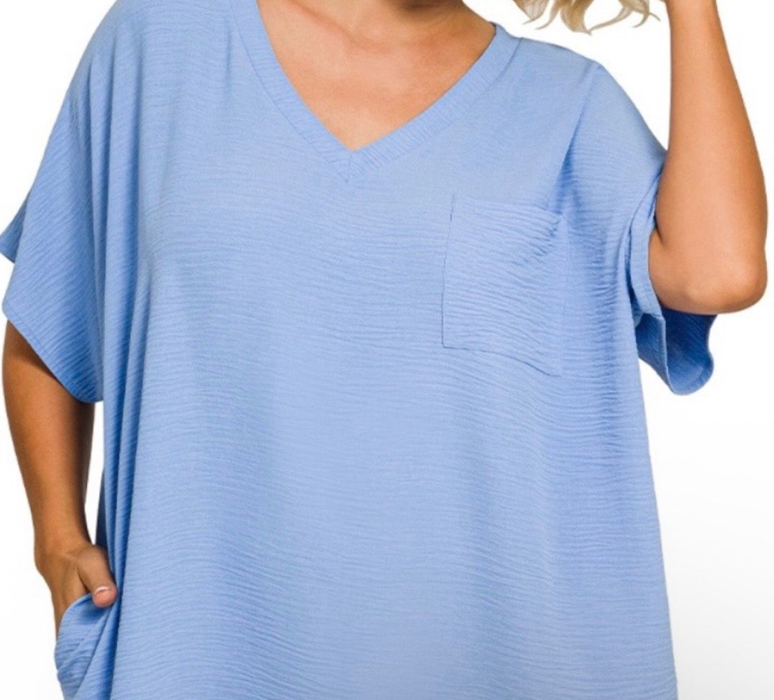 ZENANA V Neck Shirt Dress with Pockets