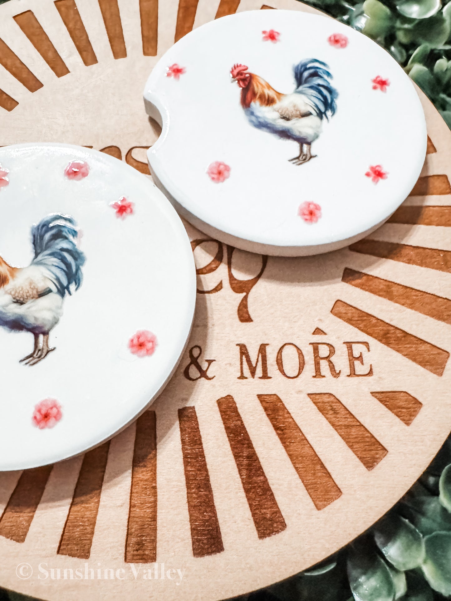 Chicken Car Coaster Set, Chicken Car Accessory, Chicken Love