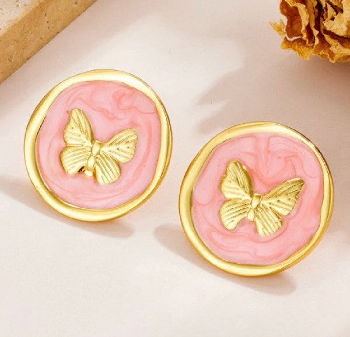 Butterfly Gold Edge Stud Earring