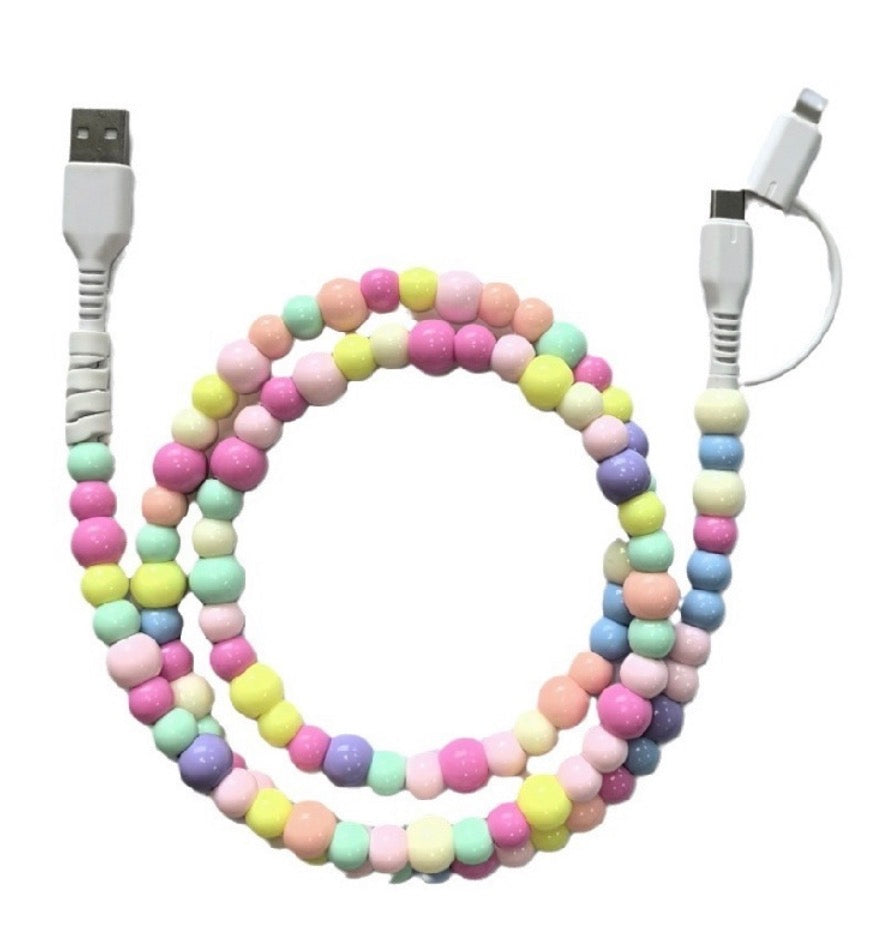 TIK TOK BEADED DUAL USB FAST CHARGING CABLE