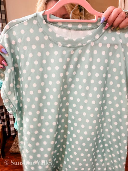Green Polka Dot Two Piece Set