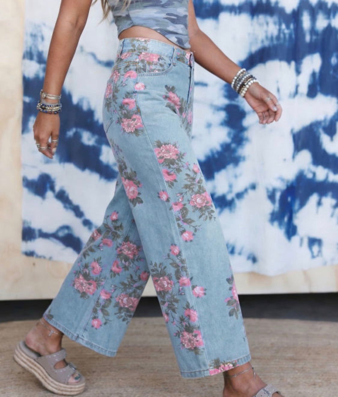 Floral Blue Jean Pant